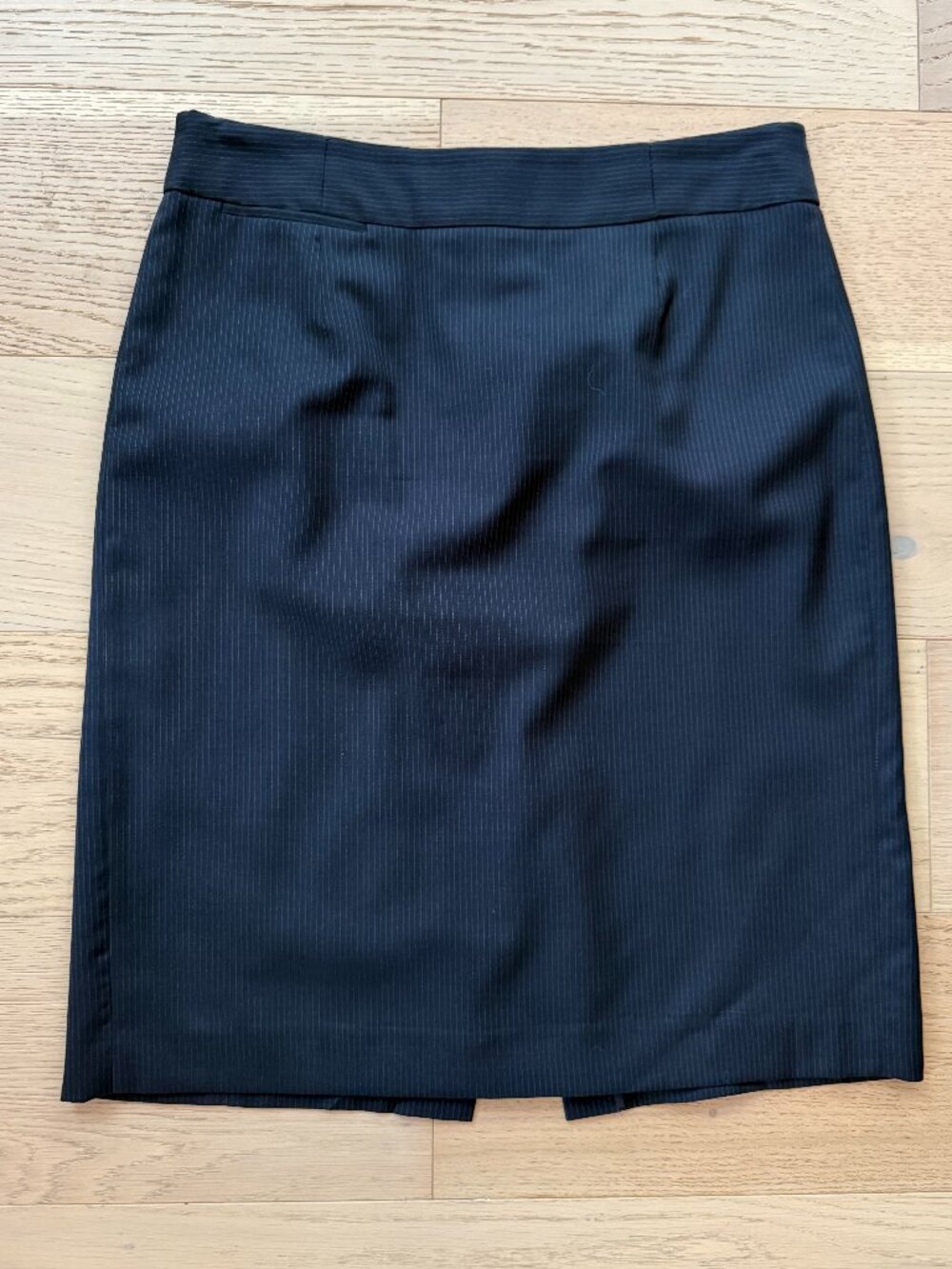 J.Crew Pencil Skirt, Navy Pinstripe, Wool, Size 6